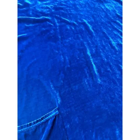 Cut Loose Blue Velvet Oversized Tunic Top Size One Rayon Silk Relaxed Fit - Picture 2 of 9